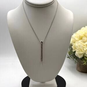SWAROVSKI Vintage Retired Signed Crystal Linear Bar Sparkling Pendant Necklace